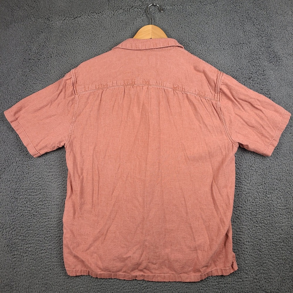 Abercrombie & Fitch Mens Medium Linen Blend Short Sleeve Camp Shirt Rose Pink - Picture 2 of 6